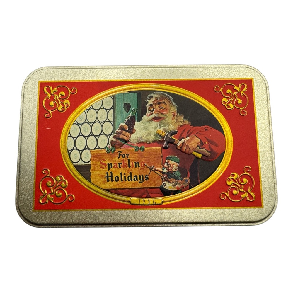 Coca-Cola Nostalgia Playing Cards Tin Set 2 Decks‎ Santa Sparkling Holidays